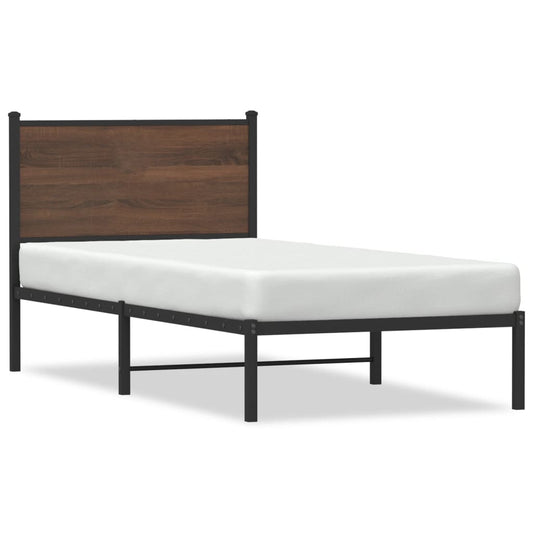 Bedframe zonder matras metaal bruin eikenkleurig 90x200 cm is nu te koop bij PeponiXL, paradijselijk wonen!