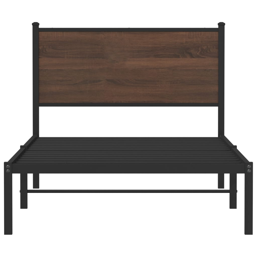 Bedframe zonder matras metaal bruin eikenkleurig 100x190 cm is nu te koop bij PeponiXL, paradijselijk wonen!