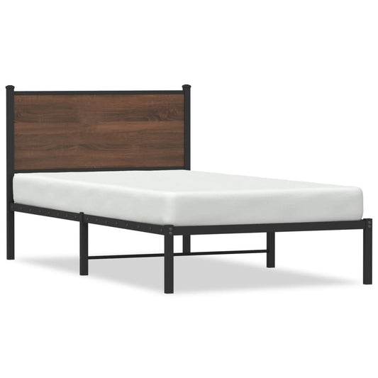 Bedframe zonder matras metaal bruin eikenkleurig 100x190 cm is nu te koop bij PeponiXL, paradijselijk wonen!