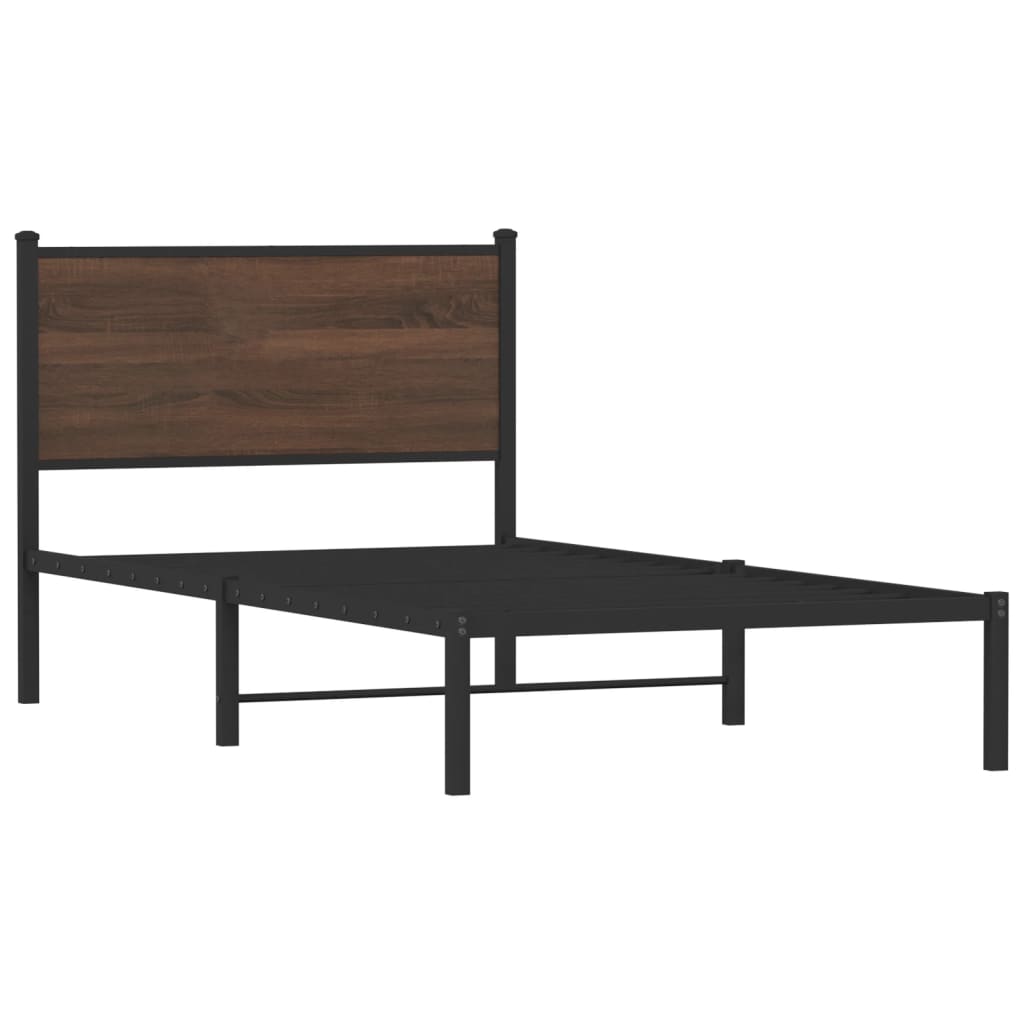 Bedframe zonder matras metaal bruin eikenkleurig 100x200 cm is nu te koop bij PeponiXL, paradijselijk wonen!