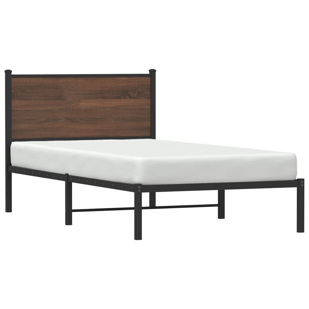 Bedframe zonder matras metaal bruin eikenkleurig 100x200 cm is nu te koop bij PeponiXL, paradijselijk wonen!