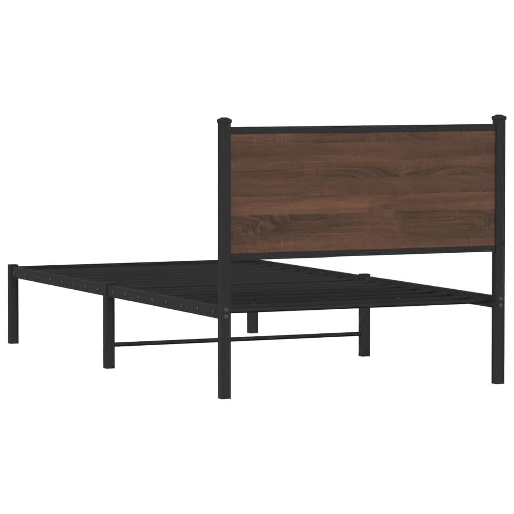 Bedframe zonder matras metaal bruin eikenkleurig 100x200 cm is nu te koop bij PeponiXL, paradijselijk wonen!