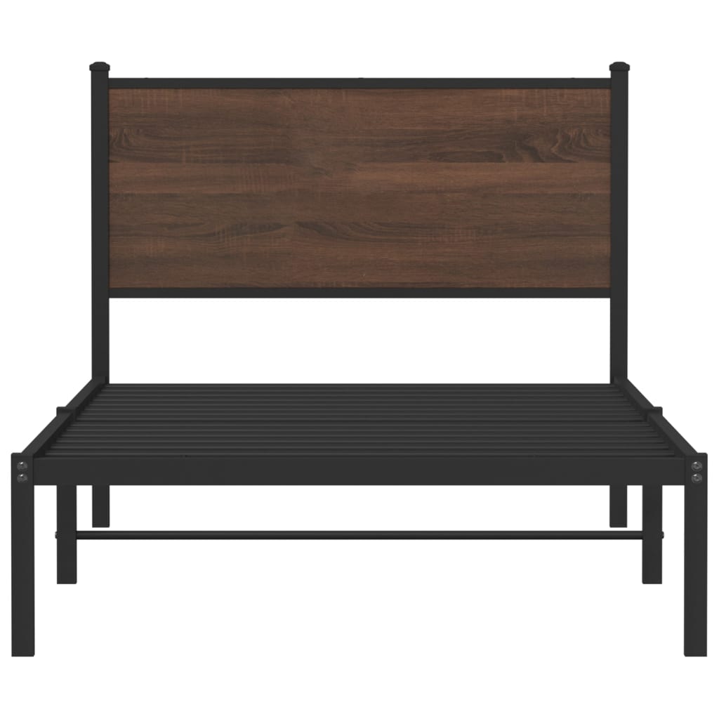 Bedframe zonder matras metaal bruin eikenkleurig 107x203 cm is nu te koop bij PeponiXL, paradijselijk wonen!