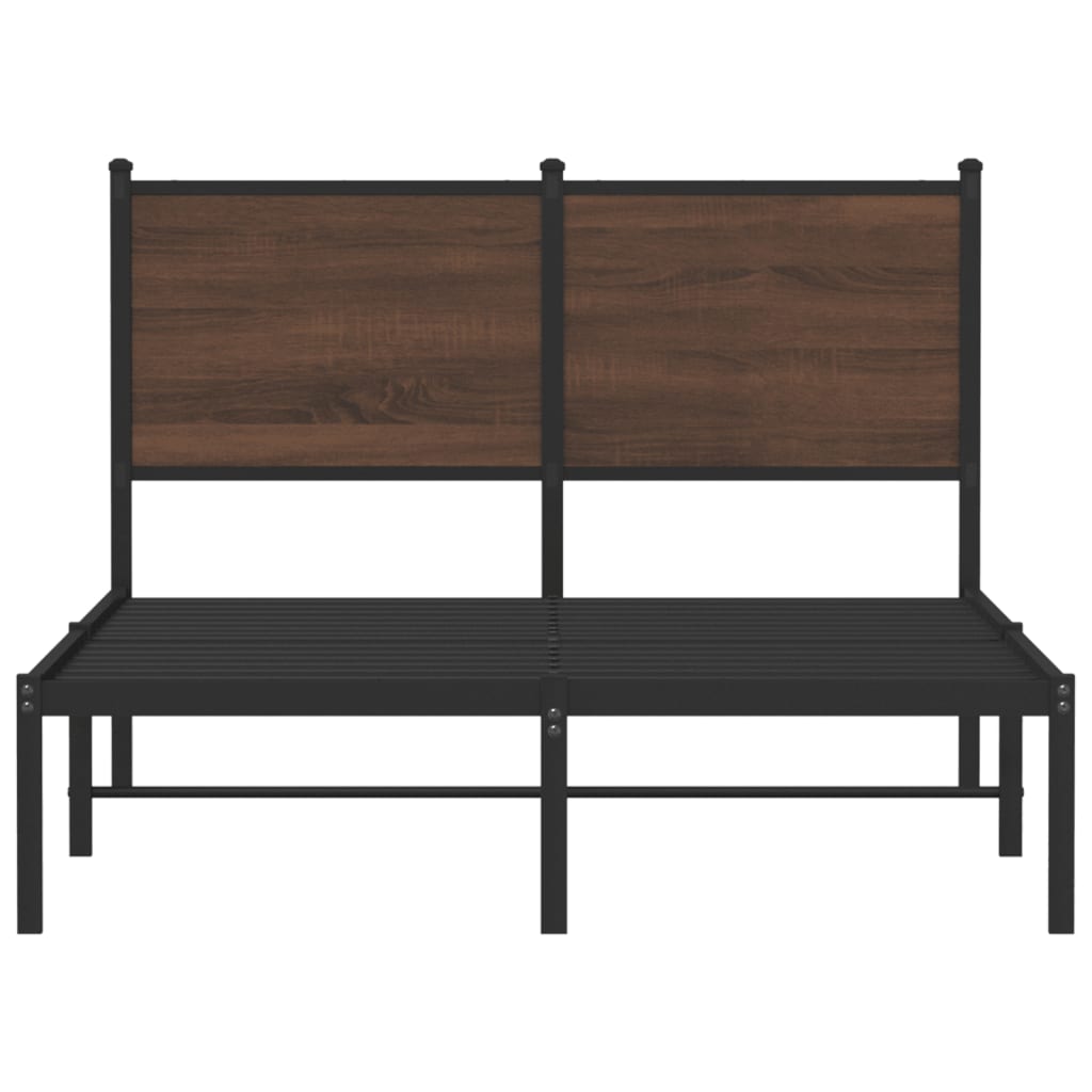 Bedframe zonder matras metaal bruin eikenkleurig 120x190 cm is nu te koop bij PeponiXL, paradijselijk wonen!