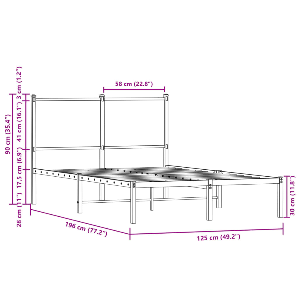 Bedframe zonder matras metaal bruin eikenkleurig 120x190 cm is nu te koop bij PeponiXL, paradijselijk wonen!