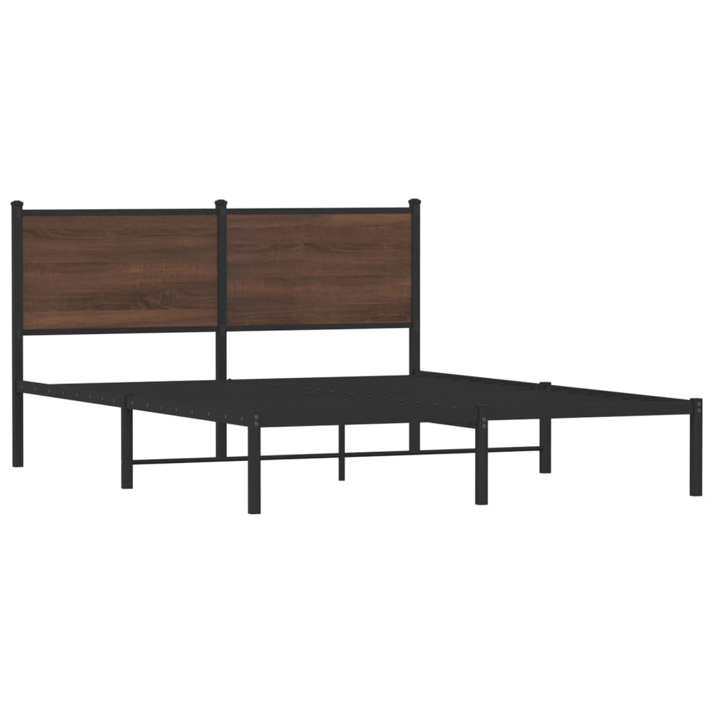 Bedframe zonder matras metaal bruin eikenkleurig 150x200 cm is nu te koop bij PeponiXL, paradijselijk wonen!