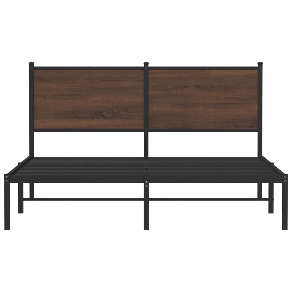 Bedframe zonder matras metaal bruin eikenkleurig 150x200 cm is nu te koop bij PeponiXL, paradijselijk wonen!