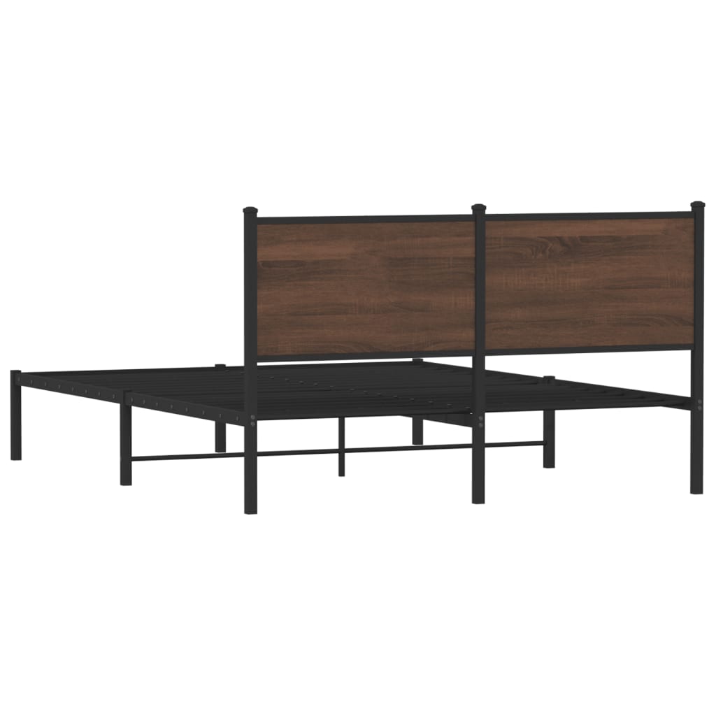 Bedframe zonder matras metaal bruin eikenkleurig 150x200 cm is nu te koop bij PeponiXL, paradijselijk wonen!