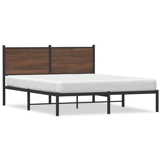 Bedframe zonder matras metaal bruin eikenkleurig 150x200 cm is nu te koop bij PeponiXL, paradijselijk wonen!