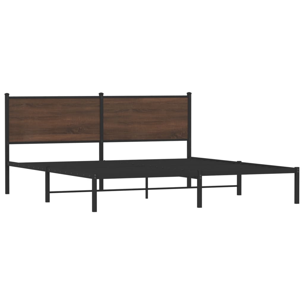 Bedframe zonder matras metaal bruin eikenkleurig 160x200 cm is nu te koop bij PeponiXL, paradijselijk wonen!