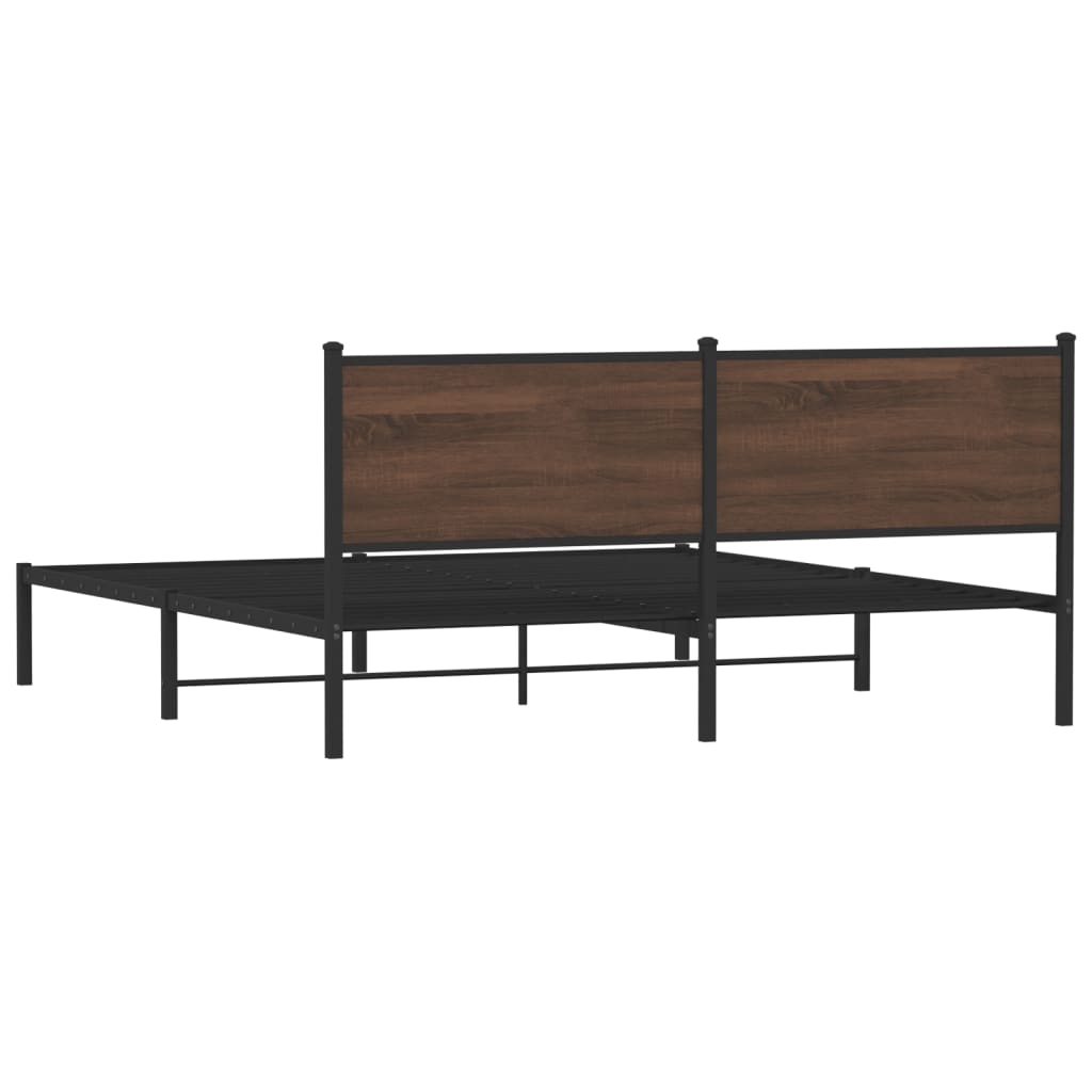 Bedframe zonder matras metaal bruin eikenkleurig 160x200 cm is nu te koop bij PeponiXL, paradijselijk wonen!