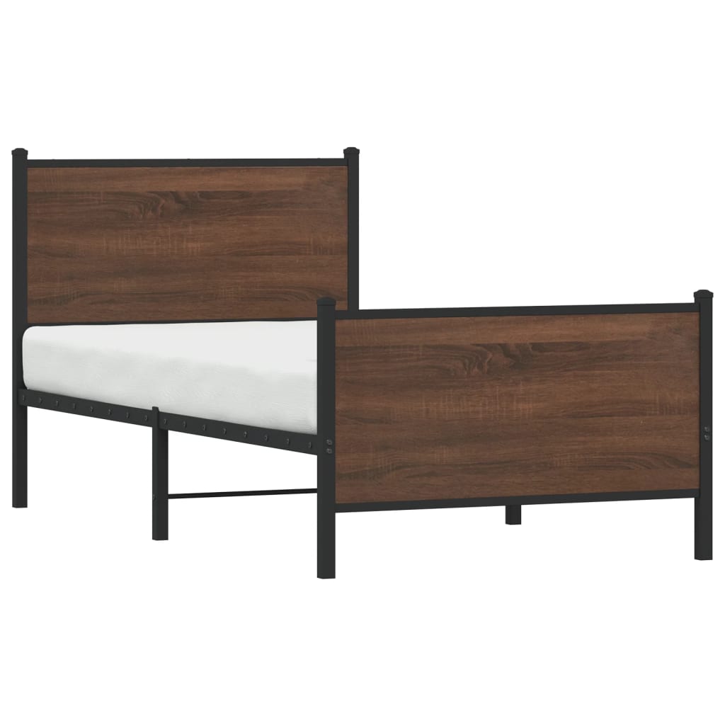 Bedframe zonder matras metaal bruin eikenkleurig 75x190 cm is nu te koop bij PeponiXL, paradijselijk wonen!