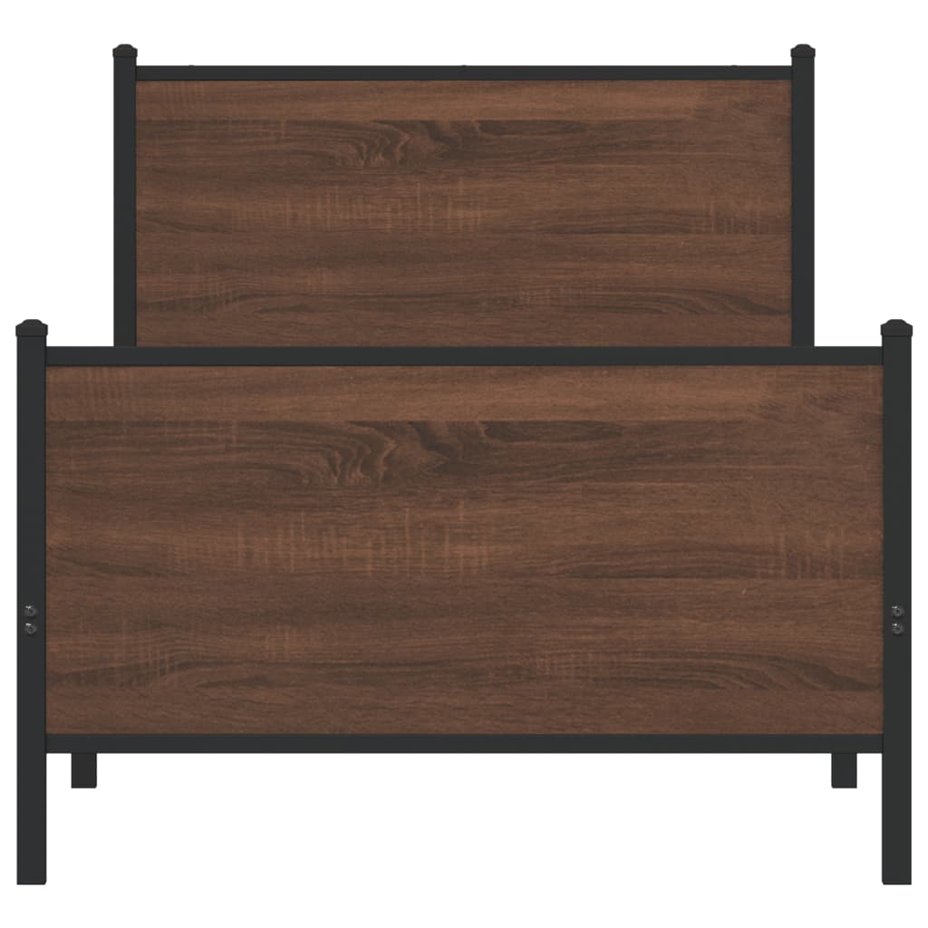 Bedframe zonder matras metaal bruin eikenkleurig 75x190 cm is nu te koop bij PeponiXL, paradijselijk wonen!