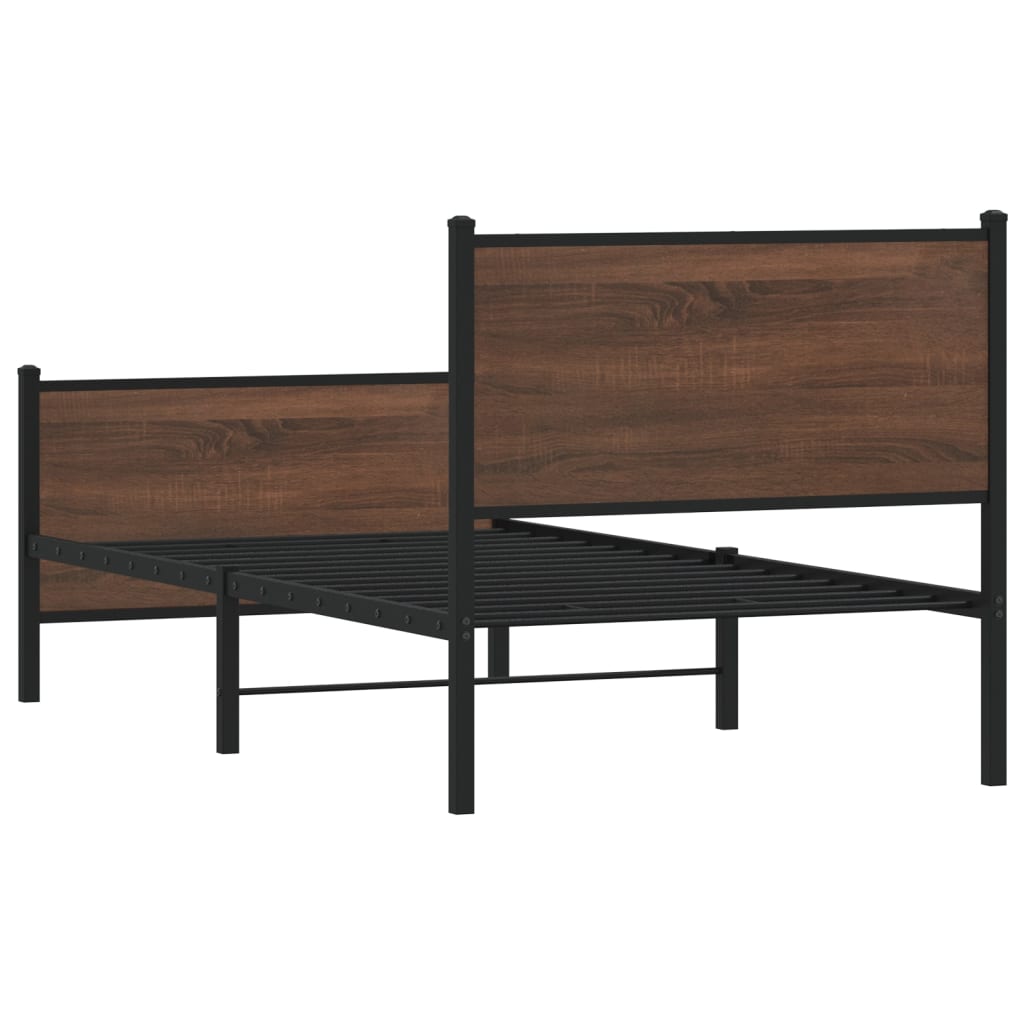 Bedframe zonder matras metaal bruin eikenkleurig 75x190 cm is nu te koop bij PeponiXL, paradijselijk wonen!
