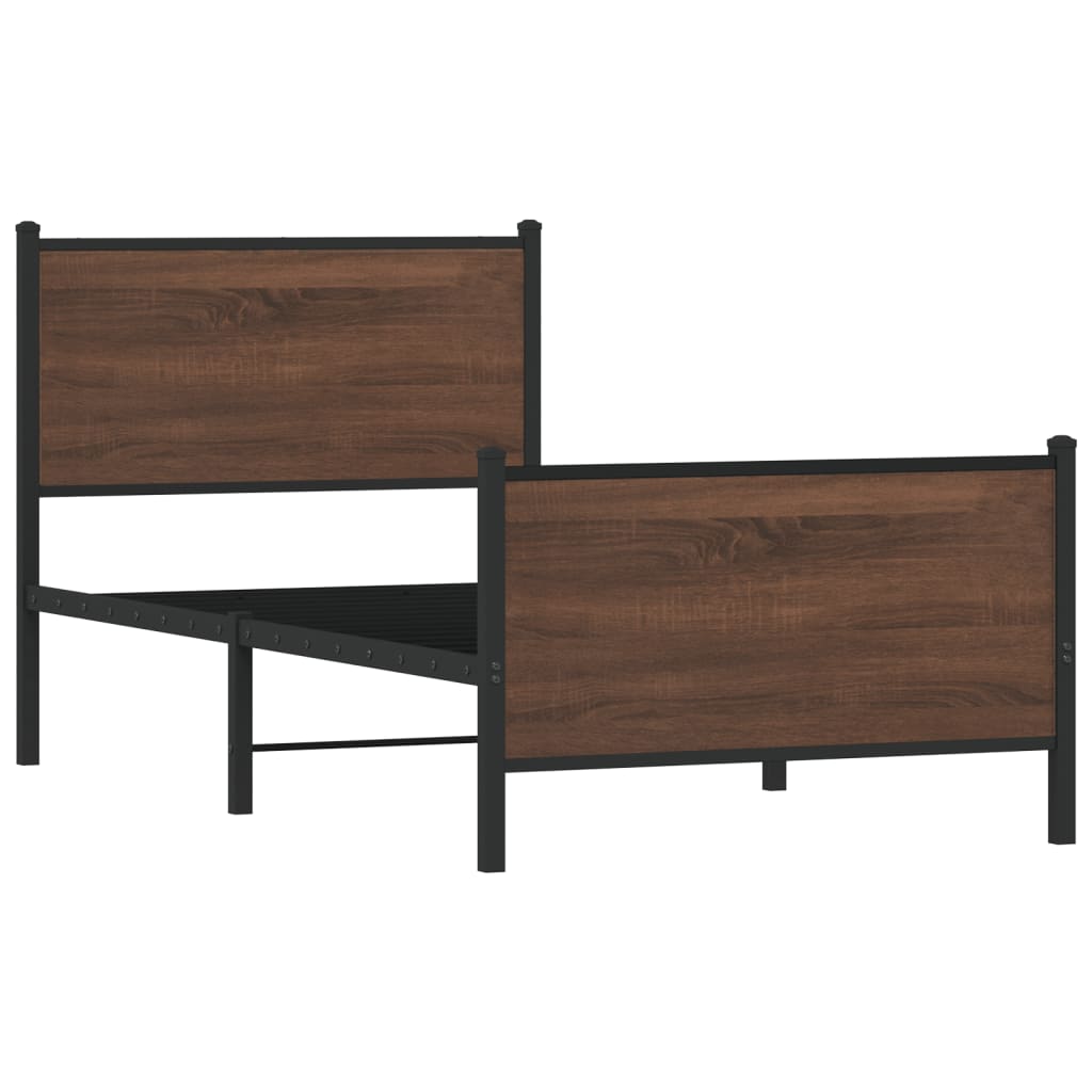 Bedframe zonder matras metaal bruin eikenkleurig 90x200 cm is nu te koop bij PeponiXL, paradijselijk wonen!