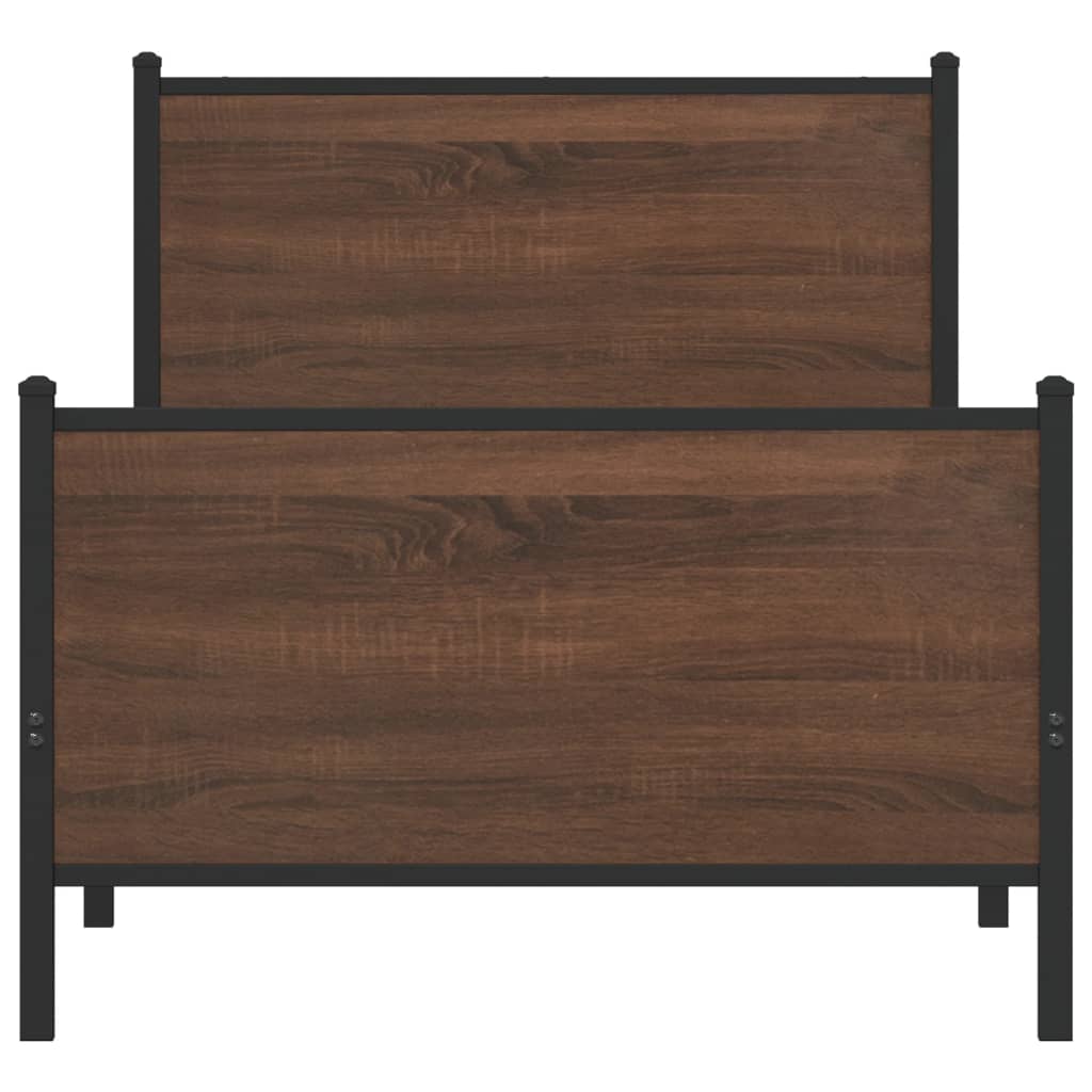 Bedframe zonder matras metaal bruin eikenkleurig 90x200 cm is nu te koop bij PeponiXL, paradijselijk wonen!