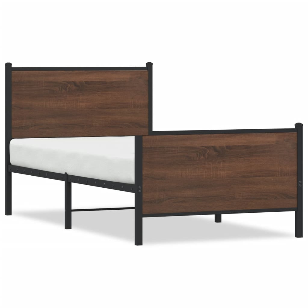 Bedframe zonder matras metaal bruin eikenkleurig 90x200 cm is nu te koop bij PeponiXL, paradijselijk wonen!