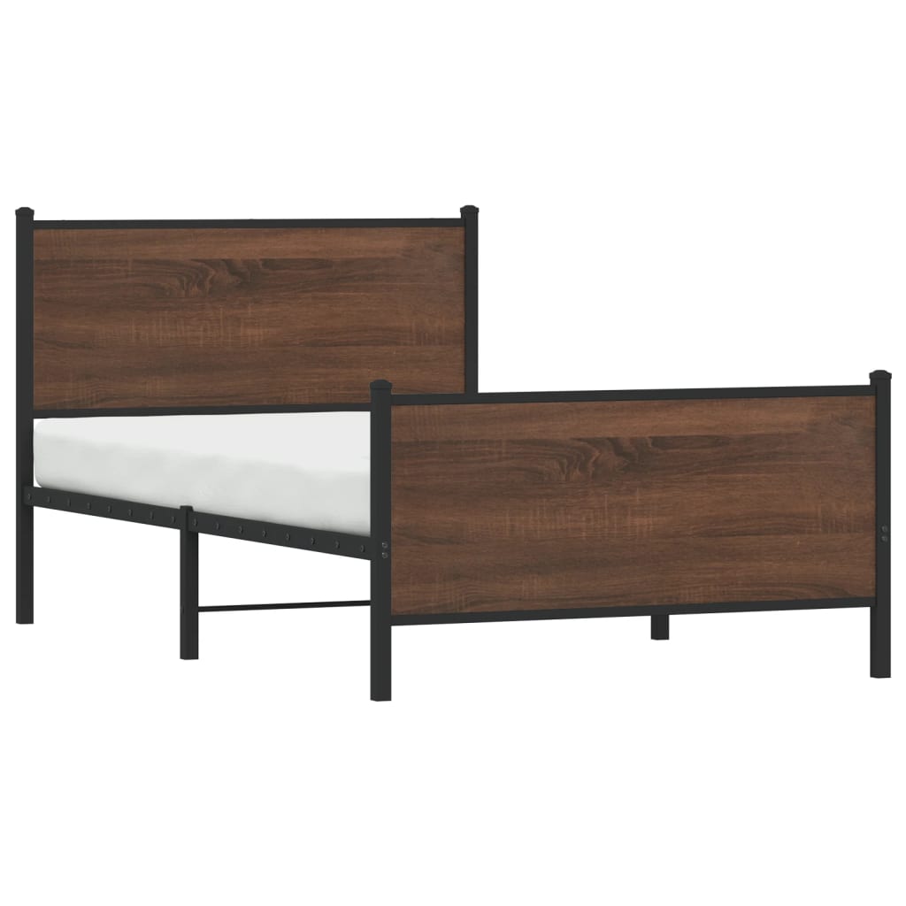 Bedframe zonder matras metaal bruin eikenkleurig 100x190 cm is nu te koop bij PeponiXL, paradijselijk wonen!