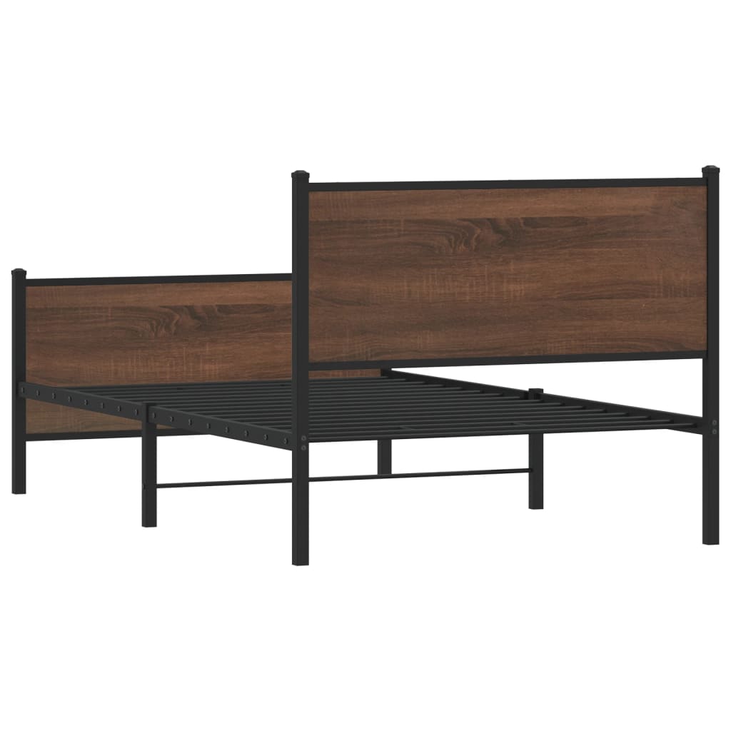 Bedframe zonder matras metaal bruin eikenkleurig 100x190 cm is nu te koop bij PeponiXL, paradijselijk wonen!