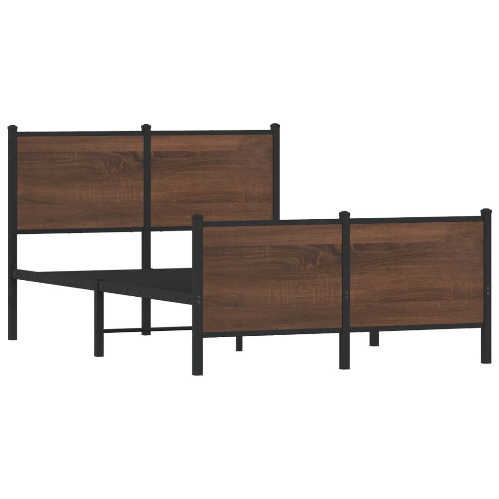 Bedframe zonder matras metaal bruin eikenkleurig 120x190 cm is nu te koop bij PeponiXL, paradijselijk wonen!