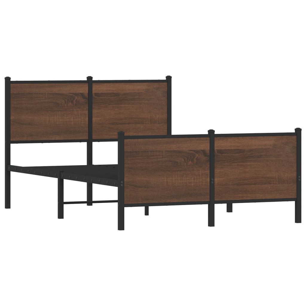 Bedframe zonder matras metaal bruin eikenkleurig 120x200 cm is nu te koop bij PeponiXL, paradijselijk wonen!