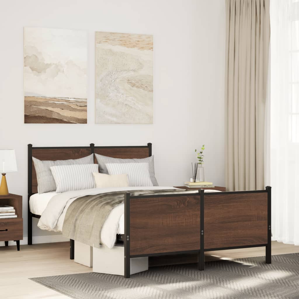 Bedframe zonder matras metaal bruin eikenkleurig 120x200 cm is nu te koop bij PeponiXL, paradijselijk wonen!