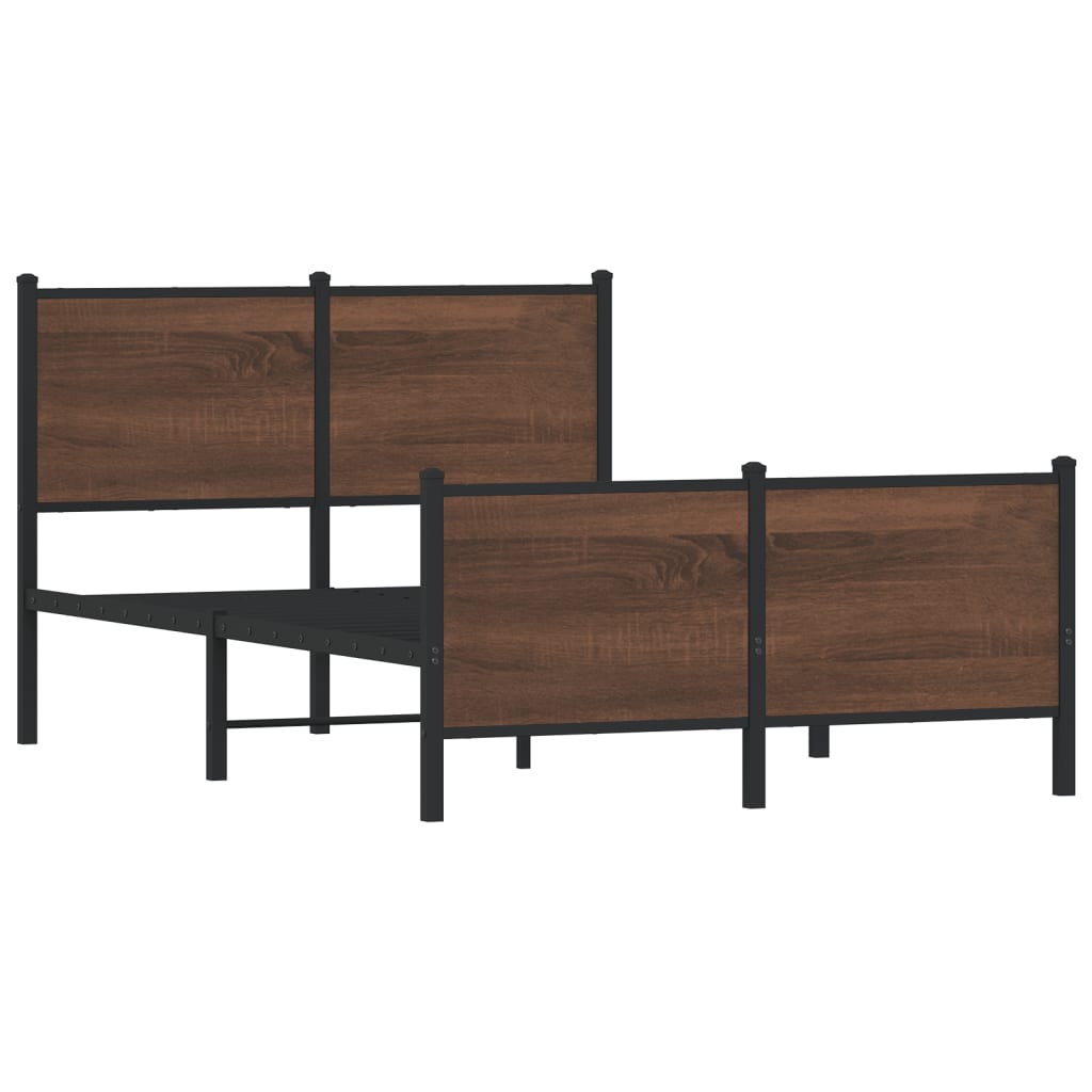 Bedframe zonder matras metaal bruin eikenkleurig 137x190 cm is nu te koop bij PeponiXL, paradijselijk wonen!