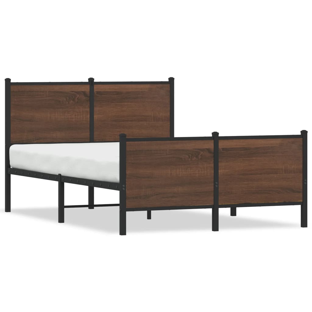Bedframe zonder matras metaal bruin eikenkleurig 137x190 cm is nu te koop bij PeponiXL, paradijselijk wonen!