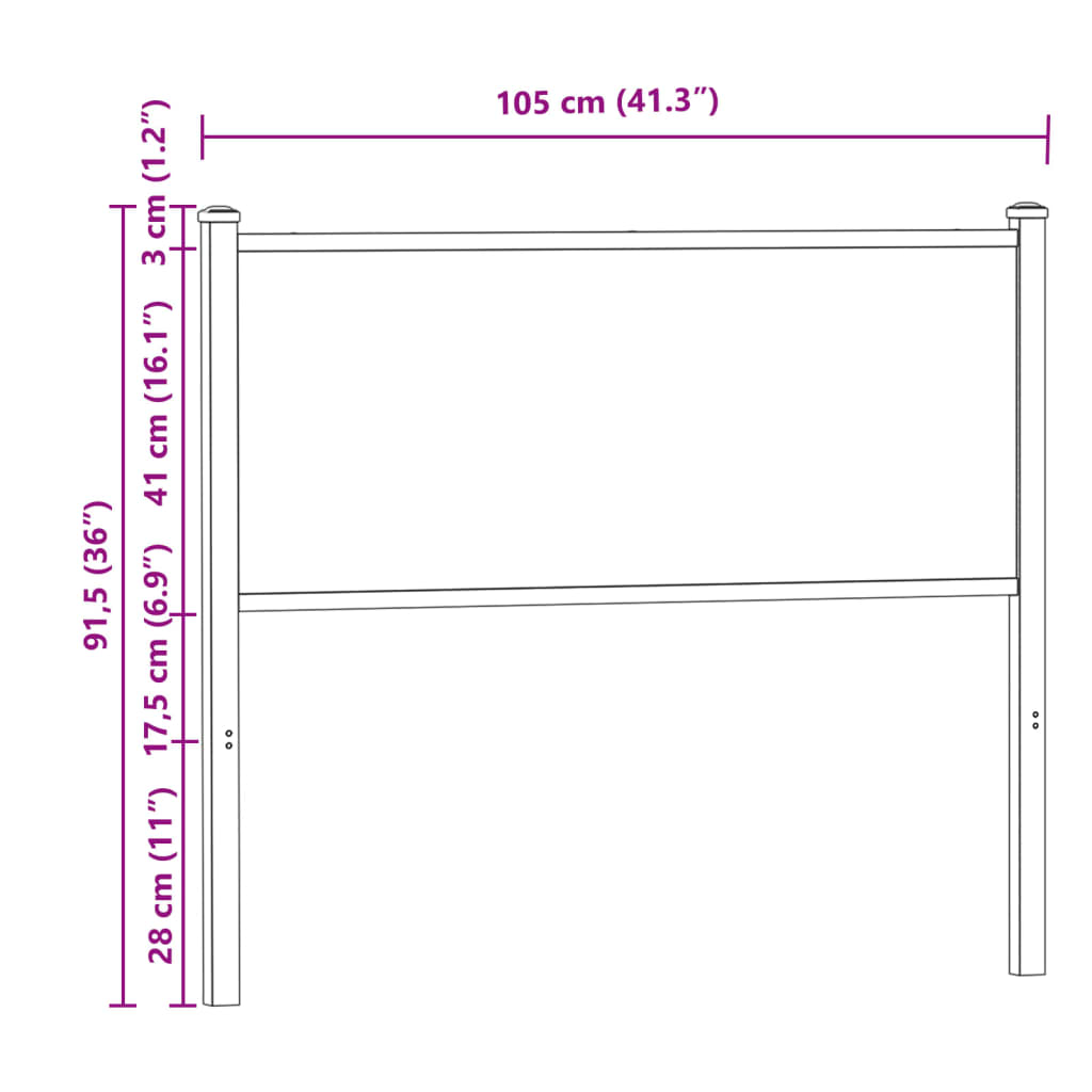 Vervangend hoofdbord 100 cm bewerkt hout en staal bruin eikenkleurig is nu te koop bij PeponiXL, paradijselijk wonen!