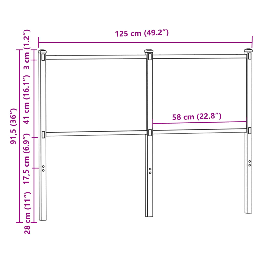 Vervangend hoofdbord 120 cm bewerkt hout en staal bruin eikenkleurig is nu te koop bij PeponiXL, paradijselijk wonen!