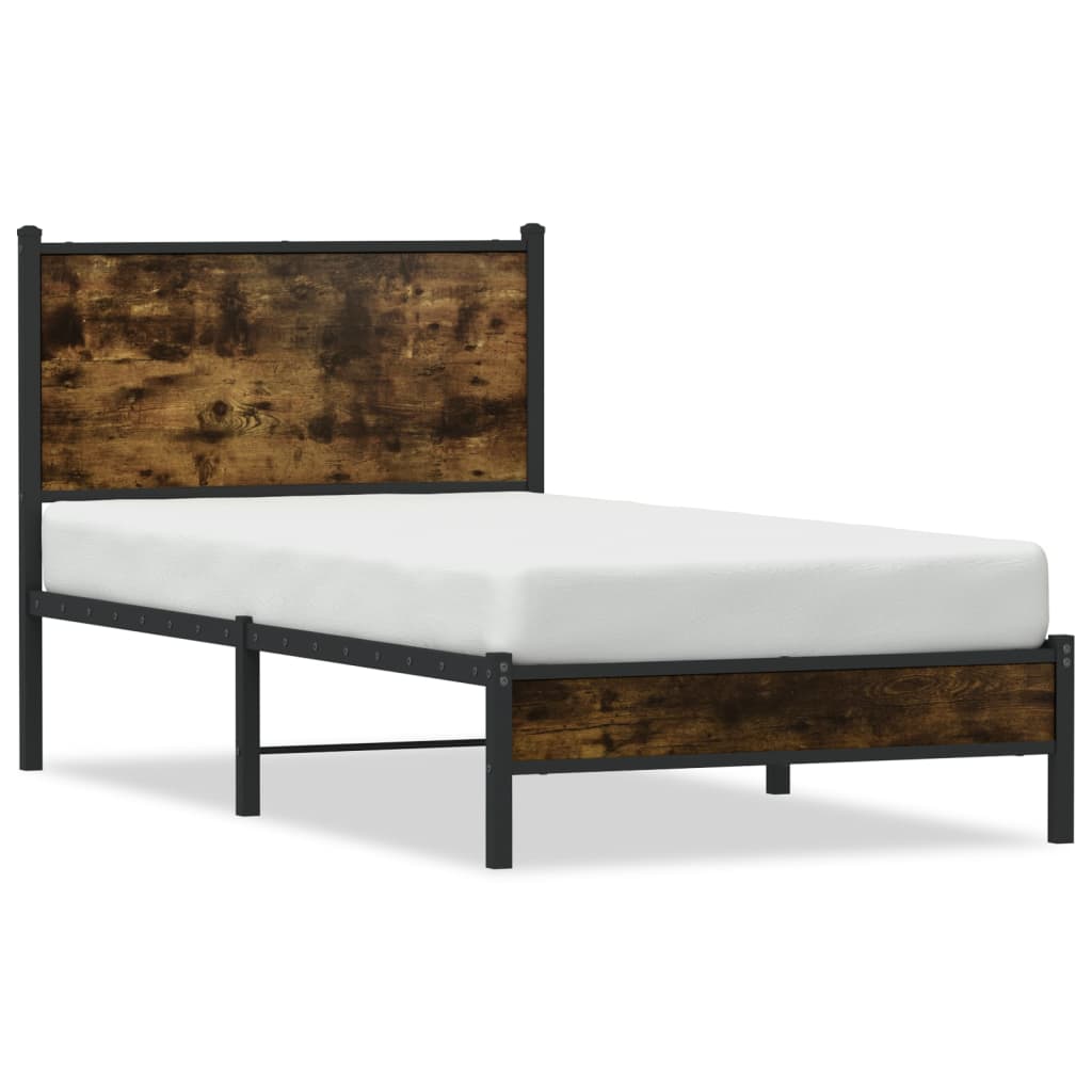 Bedframe zonder matras metaal gerookt eikenkleurig 75x190 cm is nu te koop bij PeponiXL, paradijselijk wonen!