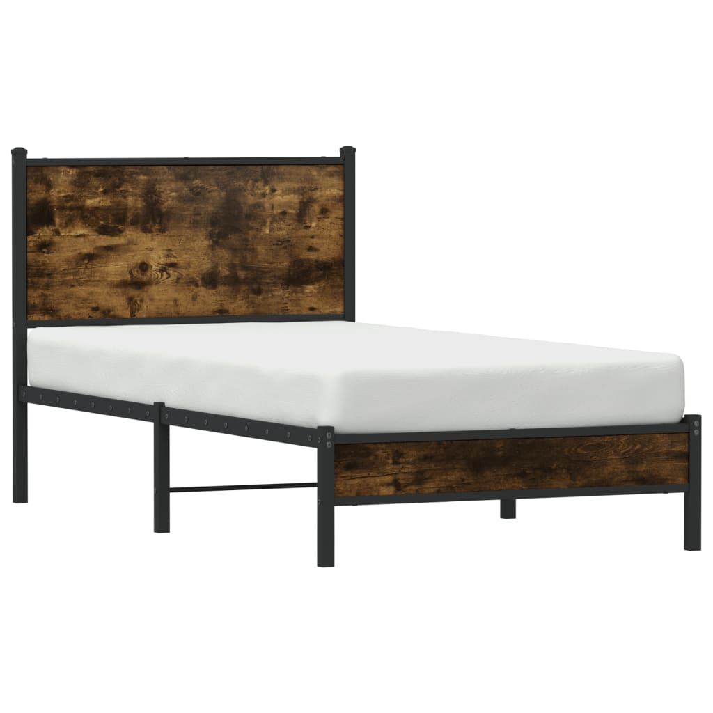 Bedframe zonder matras metaal gerookt eikenkleurig 75x190 cm is nu te koop bij PeponiXL, paradijselijk wonen!