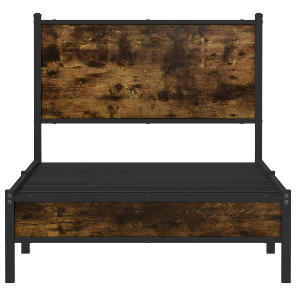 Bedframe zonder matras metaal gerookt eikenkleurig 80x200 cm is nu te koop bij PeponiXL, paradijselijk wonen!