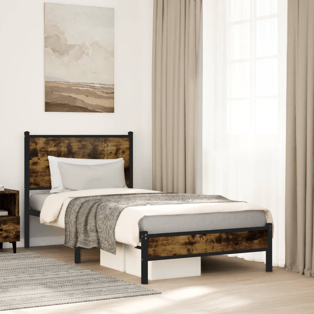 Bedframe zonder matras metaal gerookt eikenkleurig 80x200 cm is nu te koop bij PeponiXL, paradijselijk wonen!