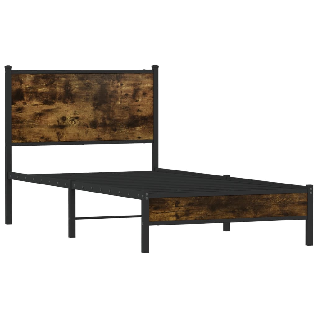 Bedframe zonder matras metaal gerookt eikenkleurig 90x190 cm is nu te koop bij PeponiXL, paradijselijk wonen!