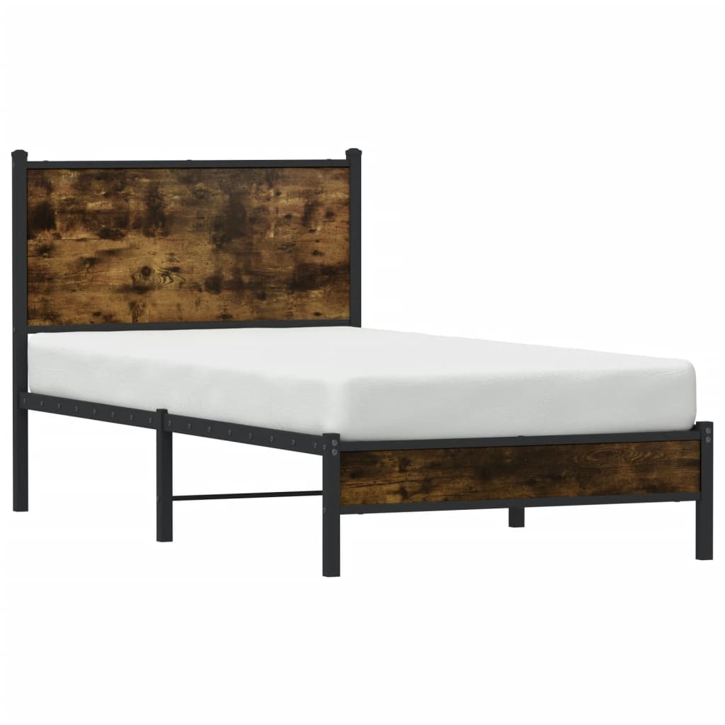 Bedframe zonder matras metaal gerookt eikenkleurig 90x190 cm is nu te koop bij PeponiXL, paradijselijk wonen!
