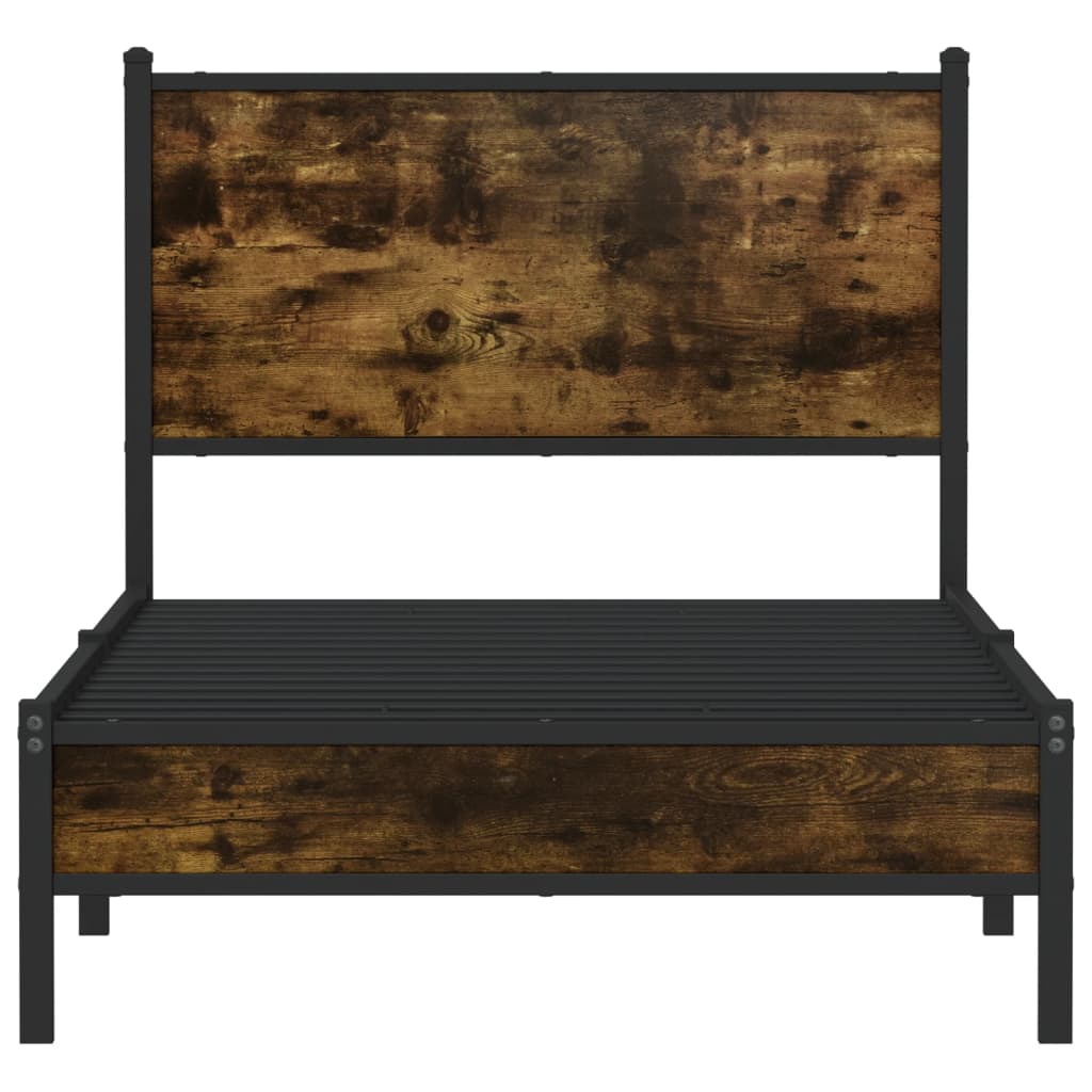 Bedframe zonder matras metaal gerookt eikenkleurig 90x190 cm is nu te koop bij PeponiXL, paradijselijk wonen!