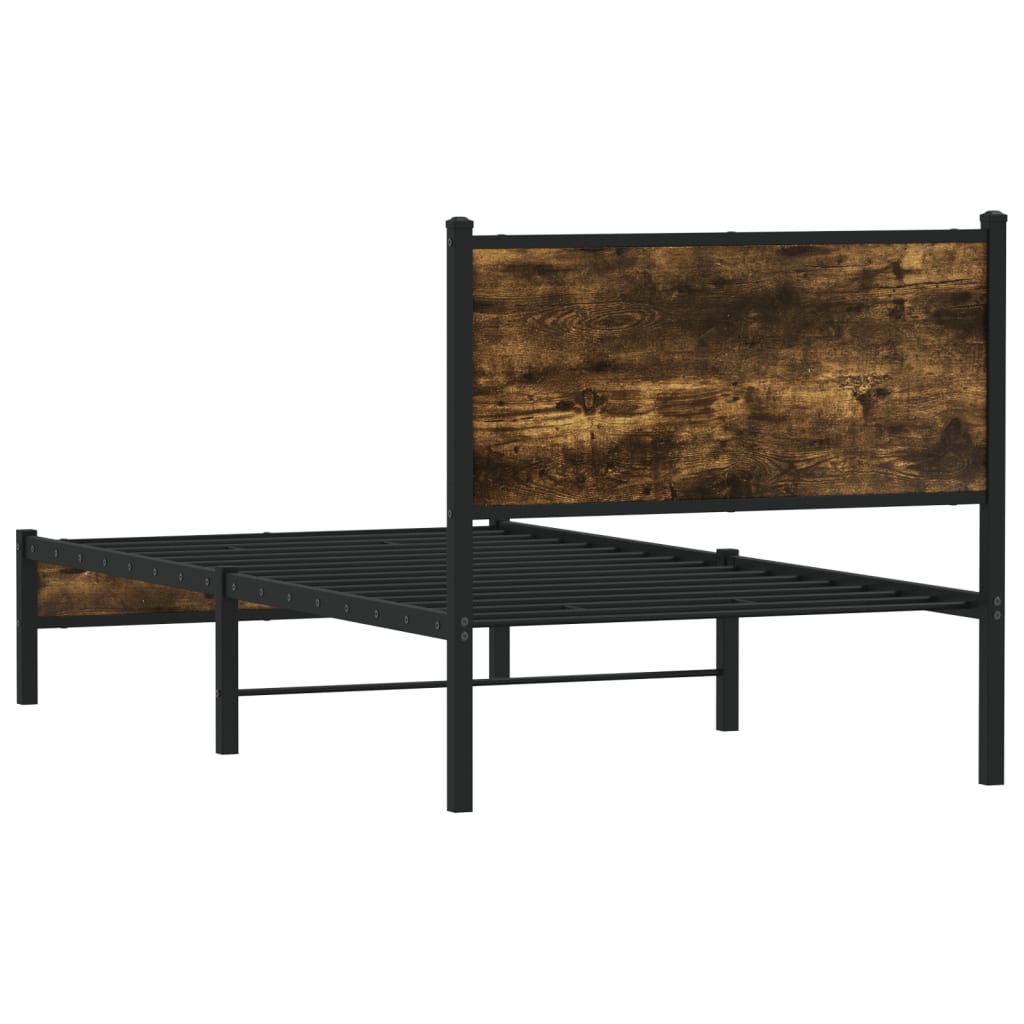 Bedframe zonder matras metaal gerookt eikenkleurig 90x190 cm is nu te koop bij PeponiXL, paradijselijk wonen!
