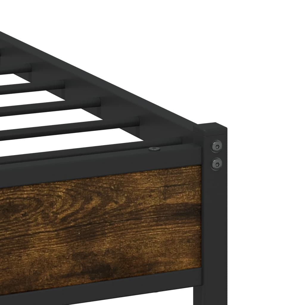 Bedframe zonder matras metaal gerookt eikenkleurig 90x190 cm is nu te koop bij PeponiXL, paradijselijk wonen!