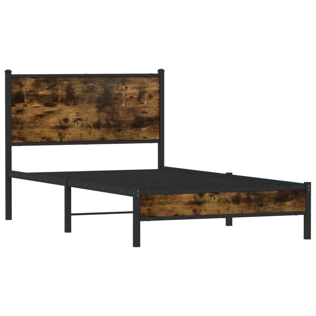 Bedframe zonder matras metaal gerookt eikenkleurig 100x200 cm is nu te koop bij PeponiXL, paradijselijk wonen!