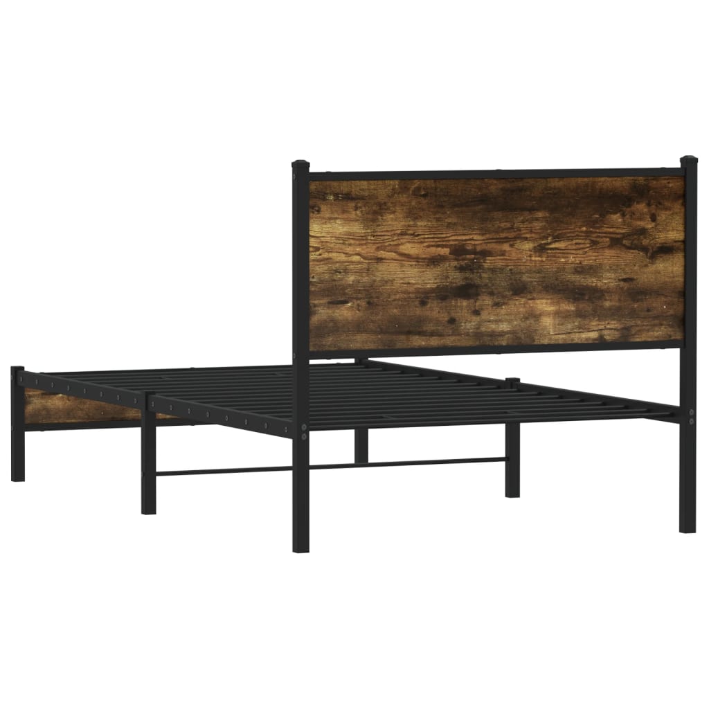 Bedframe zonder matras metaal gerookt eikenkleurig 100x200 cm is nu te koop bij PeponiXL, paradijselijk wonen!