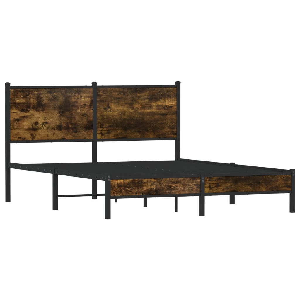 Bedframe zonder matras metaal gerookt eikenkleurig 137x190 cm is nu te koop bij PeponiXL, paradijselijk wonen!