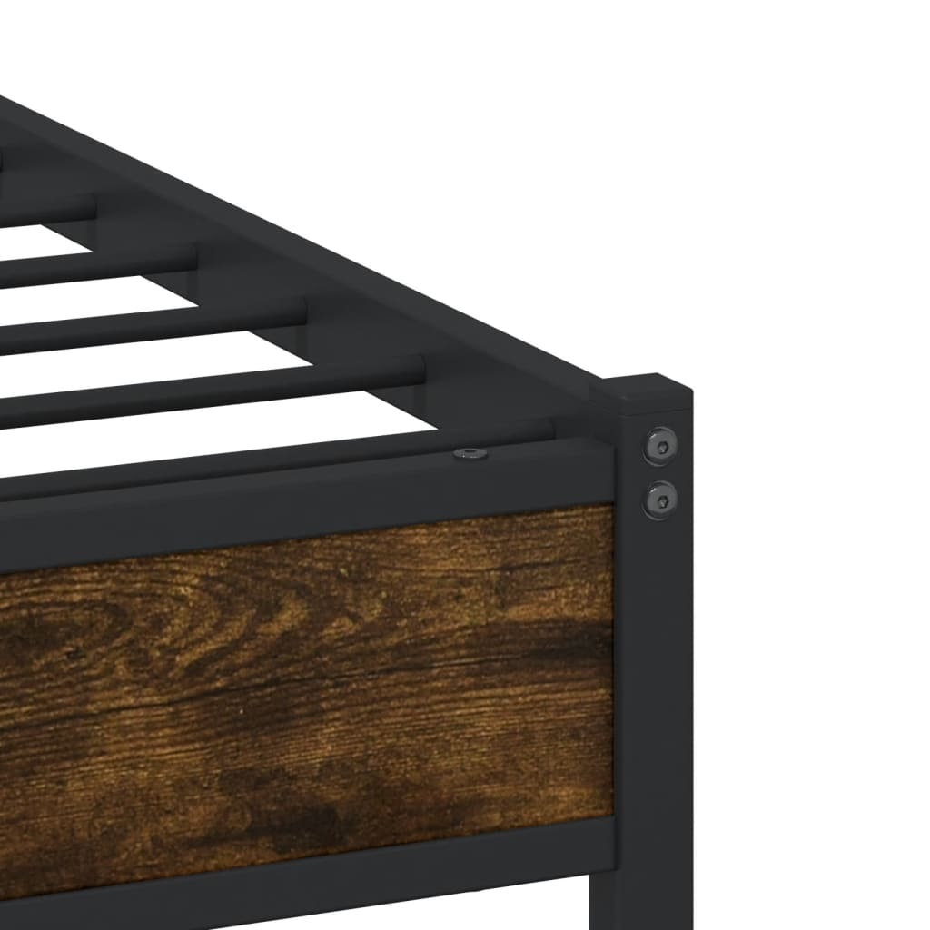 Bedframe zonder matras metaal gerookt eikenkleurig 140x190 cm is nu te koop bij PeponiXL, paradijselijk wonen!