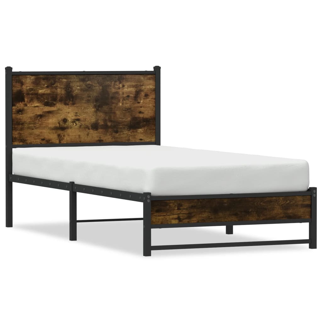 Bedframe zonder matras metaal gerookt eikenkleurig 75x190 cm is nu te koop bij PeponiXL, paradijselijk wonen!