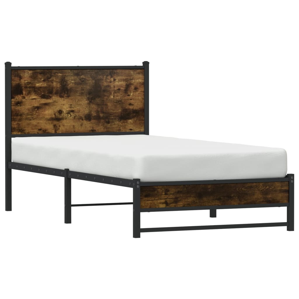 Bedframe zonder matras metaal gerookt eikenkleurig 80x200 cm is nu te koop bij PeponiXL, paradijselijk wonen!
