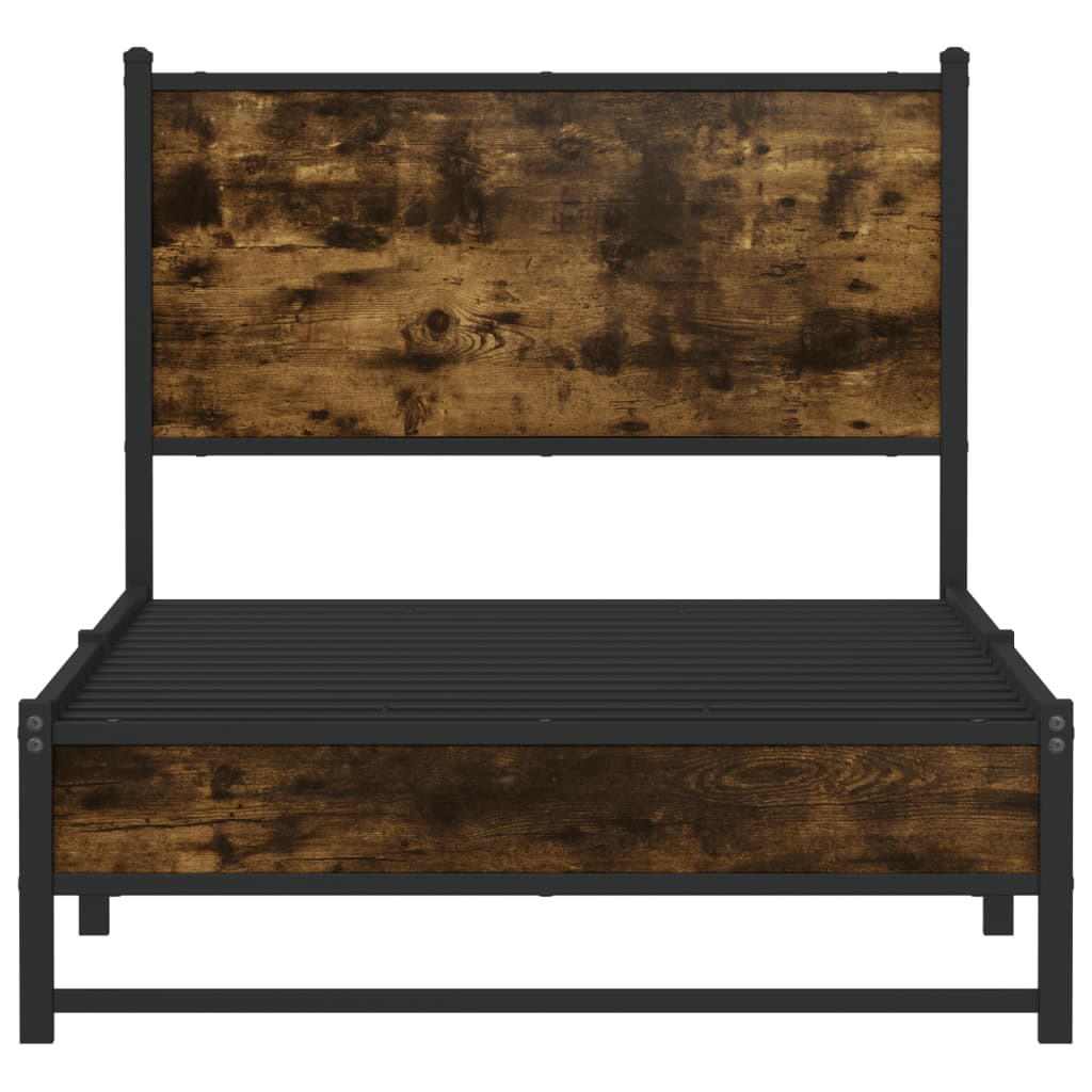 Bedframe zonder matras metaal gerookt eikenkleurig 80x200 cm is nu te koop bij PeponiXL, paradijselijk wonen!