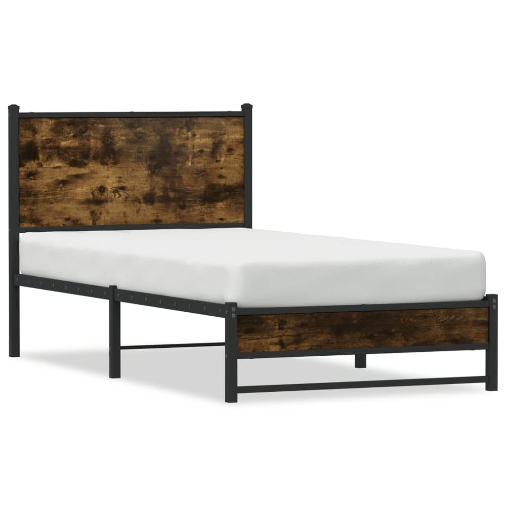 Bedframe zonder matras metaal gerookt eikenkleurig 80x200 cm is nu te koop bij PeponiXL, paradijselijk wonen!