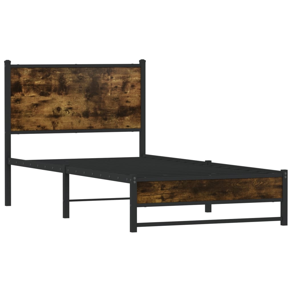 Bedframe zonder matras metaal gerookt eikenkleurig 90x190 cm is nu te koop bij PeponiXL, paradijselijk wonen!