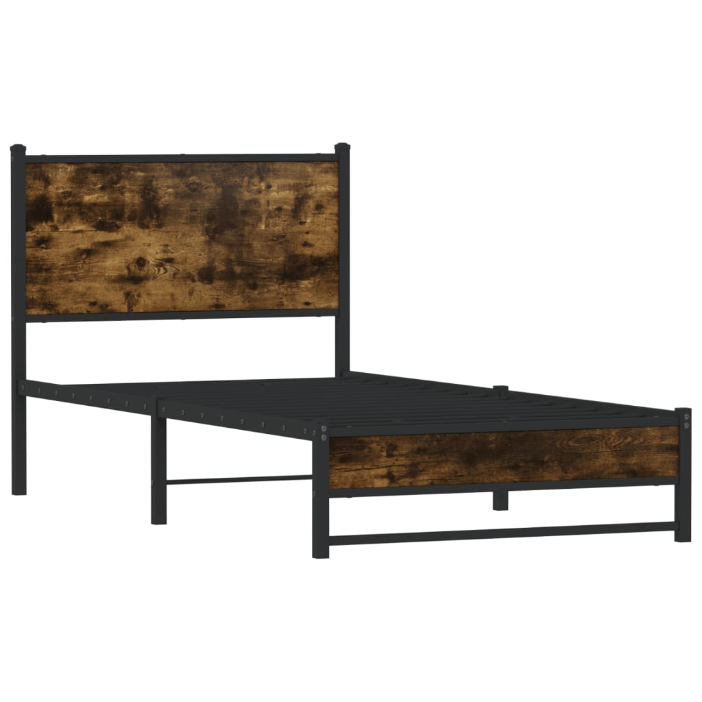 Bedframe zonder matras metaal gerookt eikenkleurig 90x200 cm is nu te koop bij PeponiXL, paradijselijk wonen!