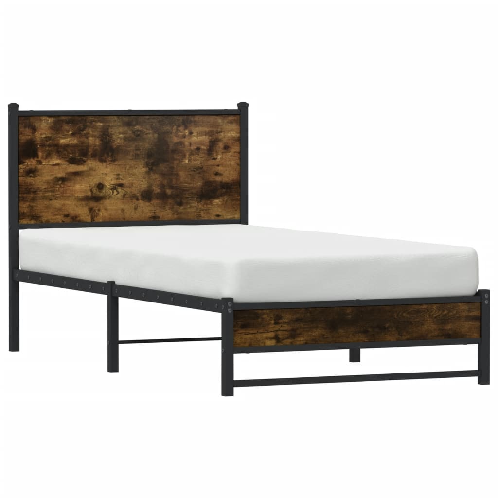 Bedframe zonder matras metaal gerookt eikenkleurig 90x200 cm is nu te koop bij PeponiXL, paradijselijk wonen!